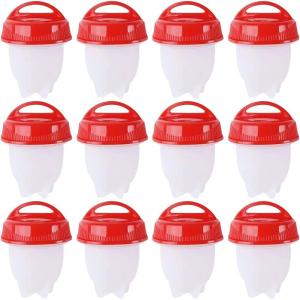 12 pièces chaudière à oeufs chaudière à oeufs ensemble de chaudière à oeufs en silicone sans coquille coquetier oeuf à la coque ustensiles de cuisine antiadhésifs chaudière à oeufs durs et mous