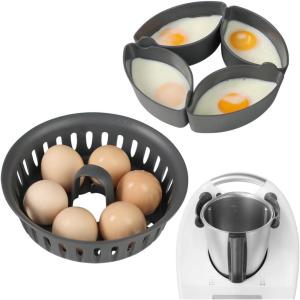 Aieve Cuiseur à œufs et support à œufs 2 en 1 pour Thermomix TM5 TM6 TM31 – Sans BPA – Pour 4 œufs pochés et 6 œufs durs (sans casserole)