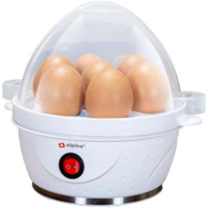 alpina Cuiseur à Oeufs Électrique – Cuiseur à Oeufs Pour 7 Oeufs – Incl. Verre doseur, Support à œufs et Perce-œufs – 230V – 320-380W – Signal d&rsquo;avertissement – Antidérapant