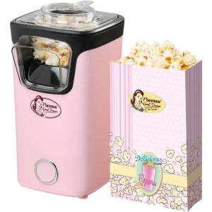 Bestron machine a pop corn, popcorn machine avec technologie d&rsquo;air chaud, inclut 10 sacs à popcorn & une tasse à mesurer intégrée, Collection Sweet Dreams, Couleur: Jaune(Rose)