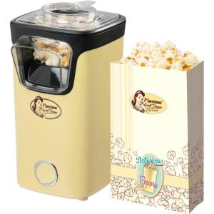 Bestron machine a pop corn, popcorn machine avec technologie d&rsquo;air chaud, inclut 10 sacs à popcorn & une tasse à mesurer intégrée, Collection Sweet Dreams, Couleur: Jaune(Jaune)