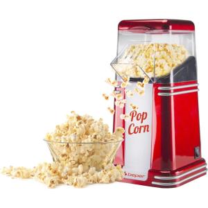 BEPER 90.590Y Machine à Pop-Corn, Pop-Corn en 3 Minutes, Sans Matières Grasses, Circulation d&rsquo;Air Chaud, Puissance 1200W, Rouge