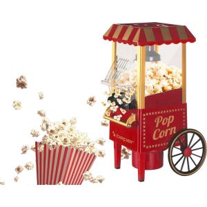 BEPER BT.651Y Machine à popcorn, Popcorn en 3 minutes, Pas de graisse, Circulation d&rsquo;air chaud, Sans huile 1200 W, Rouge/Or