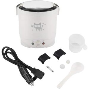 1L Mini Cuiseur À Riz Électrique Portable Voyage Multifonctionnel Vapeur pour Voiture et Camping (blanche)