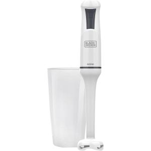 Black+Decker – Mixeur Plongeant BXHB500E 600W | Design Compact et Ergonomique | Pied Amovible en Plastique | Anti-éclaboussures | Gobelet Doseur Inclus | Plastique | Blanc(600W | 1 Accessoire)