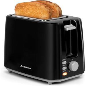 Aigostar Warrior 30JRL – Grille-pain 2 fentes extra-larges et 7 niveaux de brunissage. Fonctions toaster, décongeler, réchauffer et annuler. 750W, 0% BPA. Design exclusif.