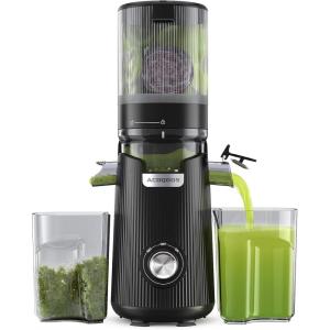 ACOQOOS Extracteur de Jus, 135 mm Grande Ouverture Extracteur de Fruits et Légumes Entiers, Centrifugeuse Extracteur de Jus avec Deux Gobelets, Sans Préparation, 1.8L, 300W, Noir(Noir)