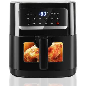 23L Mini Four Electrique Friteuse Sans Huile XXL, Emphsism Friteuse Air Fryer à Double Tiroir 1800W avec écran LED, 15 Programmes, Fonctions Match Cook & Smart Finish, 11 Accessoires inclure Recette(7L)