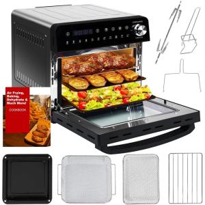 23L Mini Four Electrique Friteuse Sans Huile XXL, Emphsism Friteuse Air Fryer à Double Tiroir 1800W avec écran LED, 15 Programmes, Fonctions Match Cook & Smart Finish, 11 Accessoires inclure Recette(14L)