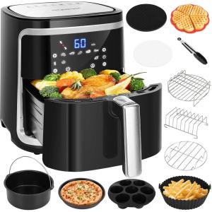 Aigostar Cube – Friteuse à air sans huile de XXL, 1900W, 7L air fryer. Livre de recettes inclus. Mode manuel et fonction maintien au chaud. Panneau tactile LED, 7 préprogrammes(Avec 12 Accessoires)