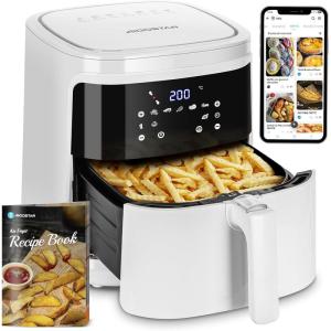 Aigostar Cube – Friteuse à air sans huile de XXL, 1900W, 7L air fryer. Livre de recettes inclus. Mode manuel et fonction maintien au chaud. Panneau tactile LED, 7 préprogrammes(Blanc)
