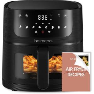 Air Fryer 4L, Friteuse Sans Huile 8-en-1 avec Fenêtre de Visualisation, 1350W avec Ecran Tactile Digital, Réglable 30°C-200°C, 90% de Matières Grasses en Moins, Nettoyage Facile, <60dB(2.5L)