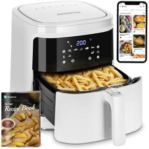 Aigostar Air Fryer, Friteuse sans Huile 7L Avec Wifi, Air Fryer XXL 7 en 1, 1900W Friteuse à Air Chaud, Ecran tactile LED, Préchauffage Rapide, Maintien au Chaud, Livre de Recettes, Sans BPA, Blanc(Blanc)