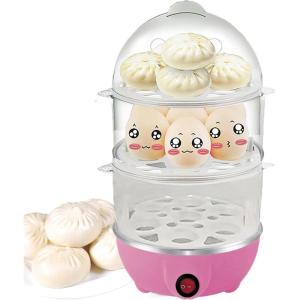 Appareil Électrique pour Cuire les Œufs,Cuiseur Automatique 3 Niveaux Pour Œufs Durs – Appareil De Cuisine Vapeur Sécurisé Pour Particuliers Et Professionnels(Rose)