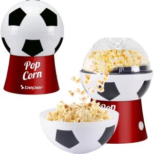 BEPER P101CUD053 Machine à popcorn à air chaud, design ballon de football, sans huile, rapide et compacte, bol inclus, idéale pour les soirées cinéma et les fans