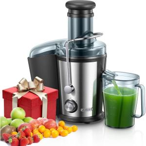 800W Centrifugeuse Extracteur de Jus, Centrifugeuse Fruits et Legumes à 2 Vitesses, 75MM Large Bouche en Acier Inox, Design Anti-goutte, 1100ml Pichet à Jus et Nettoyage Facile
