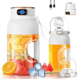【Amélioré】Presse-agrumes électrique Rechargeable Fine Life Pro, Nouveau Grand Presse-agrumes électrique de 1,2 L Pour légumes et Fruits, (Bleu – Extracteur de jus simple)(Milk White)