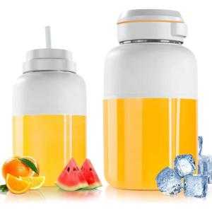 【Amélioré】Presse-agrumes électrique Rechargeable Fine Life Pro, Nouveau Grand Presse-agrumes électrique de 1,2 L Pour légumes et Fruits, (Bleu – Extracteur de jus simple)(Beige)