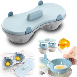 1 pièce Cuiseur à Oeufs Double Tasse, Cuiseur à Oeufs Micro-ondes, Cuiseur à œufs pour Micro-ondes, pour préparer rapidement des œufs cuits à la vapeur parfaits et nutritifs