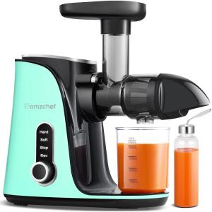 AMZCHEF Extracteur de jus à goulotte large de 80 mm – 150W extracteur de jus de fruits et légumes haute nutrition à mastication lente avec 2 modes de vitesse et fonction Reverse – Silber(Green)