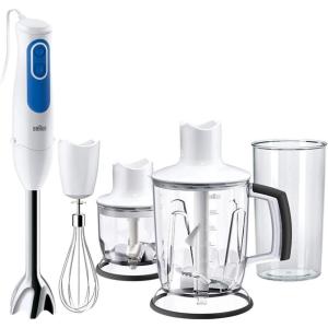 Braun MQ3000WH Smoothie Mixeur Plongeant avec Variateur, 700 W, Gris/Blanc(3045WH| 4 accessoires)