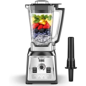 AMZCHEF Blender Professionnel, 2000W Blender Smoothie avec 8 Lames 3D en Acier Inoxydable, 2L Mixeur Blender Sans BPA – 25000 tr/min – 4 Fonctions Électroniques Prédéfinis – Régulateur à 8 Vitesses(Noir)