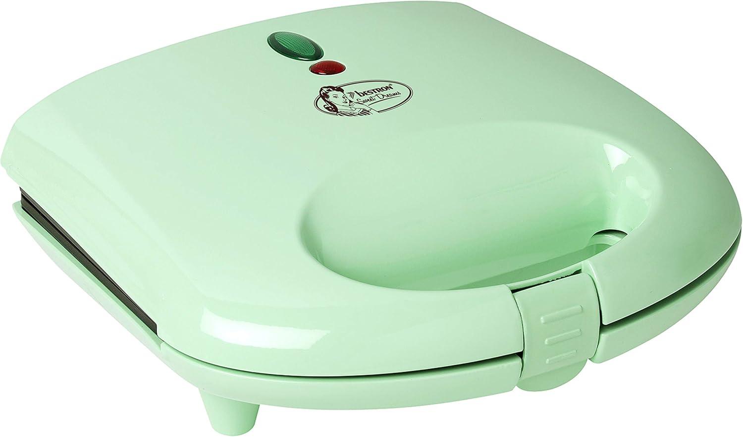 image:imageBestron Gaufrier pour Gaufres de Bruxelles Gaufrier avec Revtement AntiAdhsif Design Rtro 700 Watts Couleur Menthe VertVert