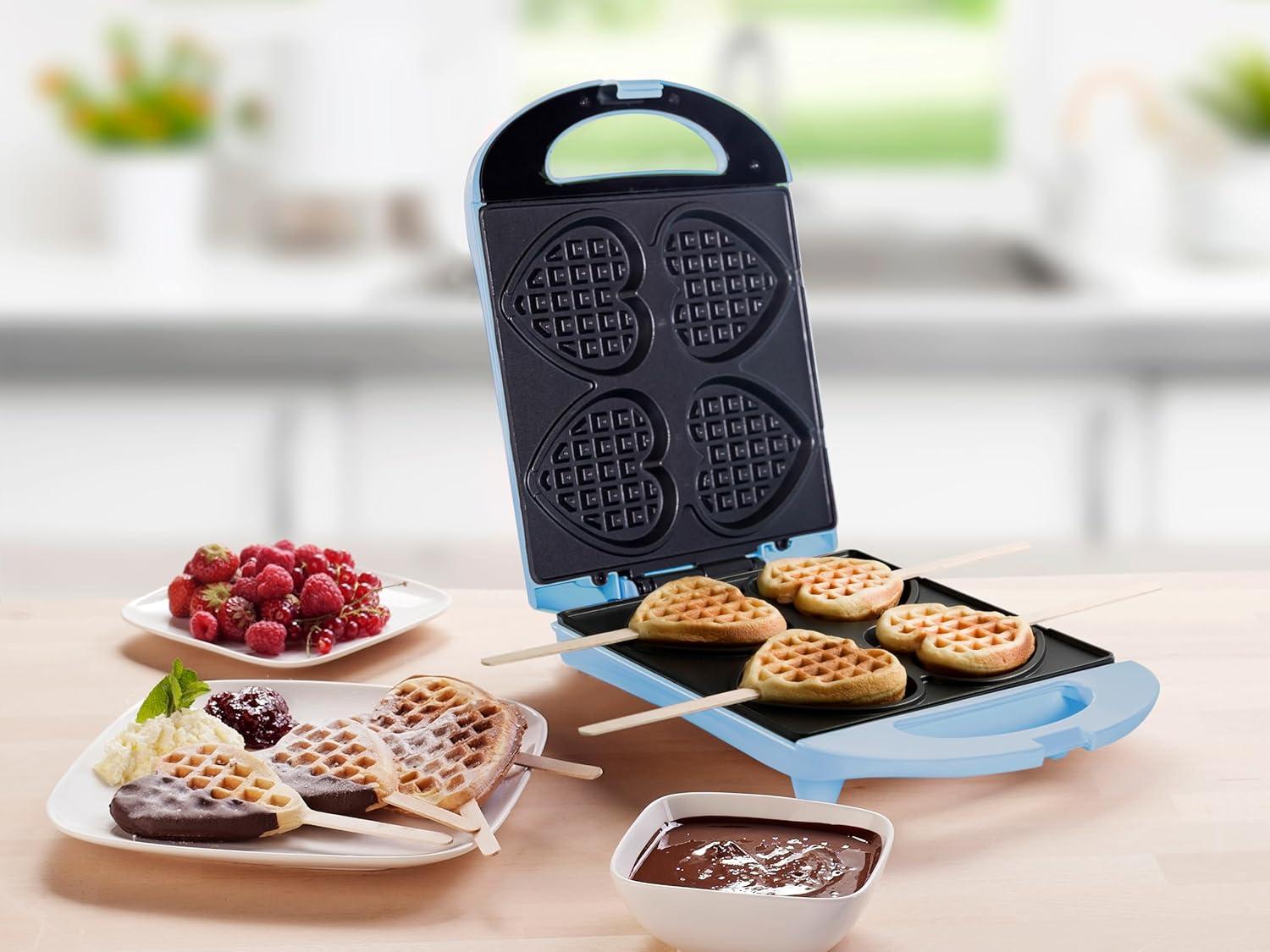 image:imageBestron Gaufrier pour de petites gaufres en forme de cur piques sur btonnet Design rtro Sweet Dreams 780 W RoseBleu