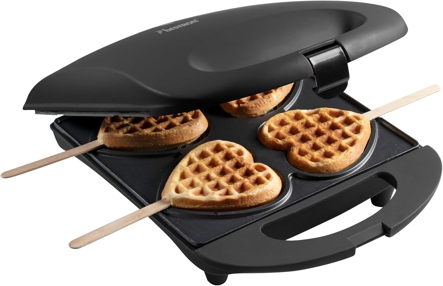 image:imageBestron Gaufrier pour de petites gaufres en forme de cur piques sur btonnet Design rtro Sweet Dreams 780 W RoseNoir