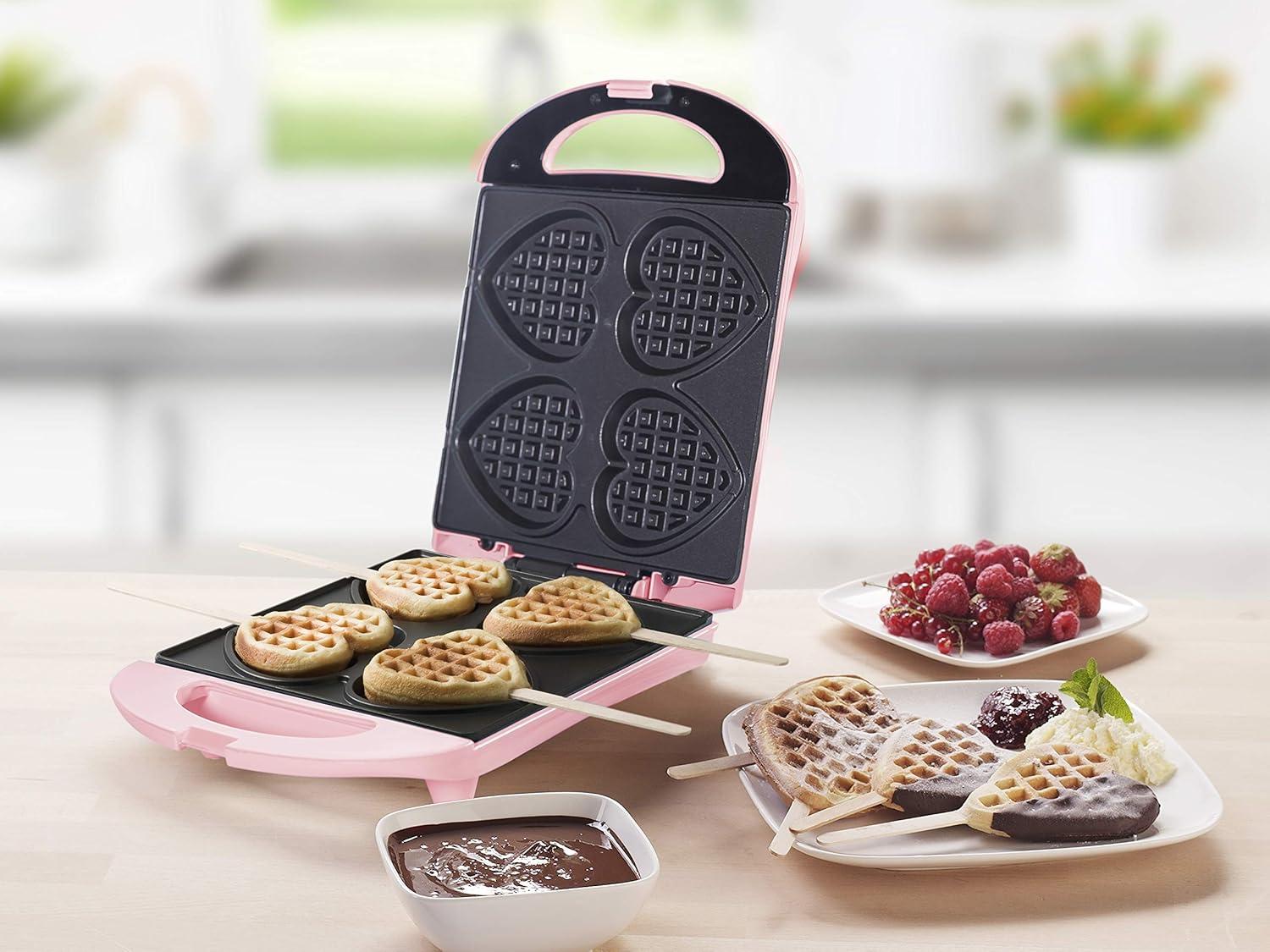 image:imageBestron Gaufrier pour de petites gaufres en forme de cur piques sur btonnet Design rtro Sweet Dreams 780 W RoseRose