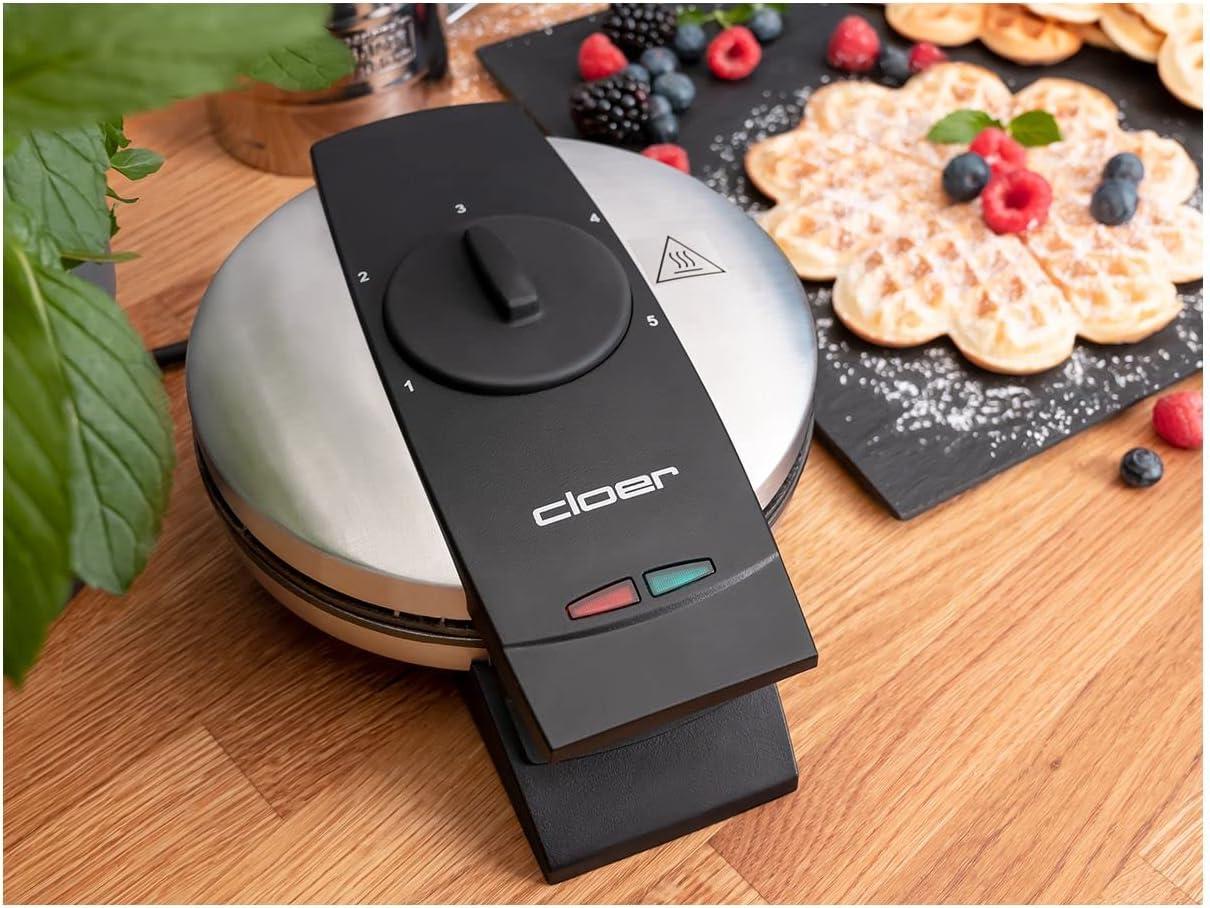 image:imageCloer 1639SR Gaufrier taille de gaufre 155 cm double revtement antiadhsif rsistant au sucre lumire de cuisson 930 W botier en acier inoxydable de haute qualit
