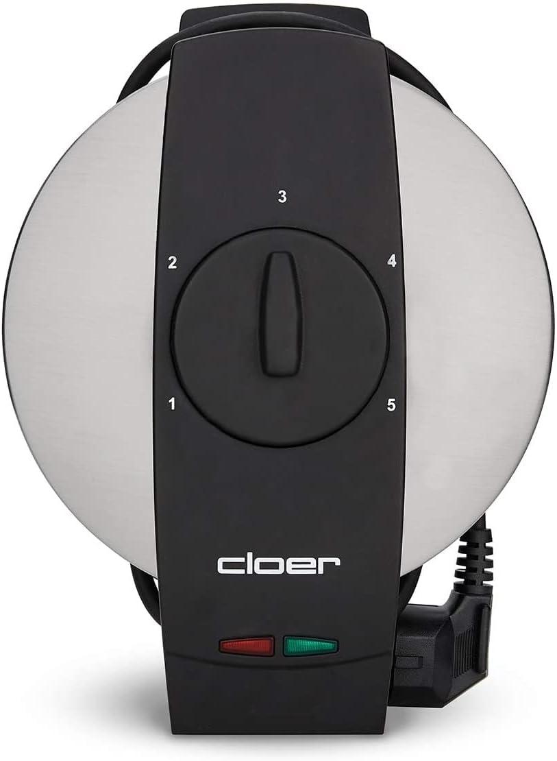 image:imageCloer 1639SR Gaufrier taille de gaufre 155 cm double revtement antiadhsif rsistant au sucre lumire de cuisson 930 W botier en acier inoxydable de haute qualit
