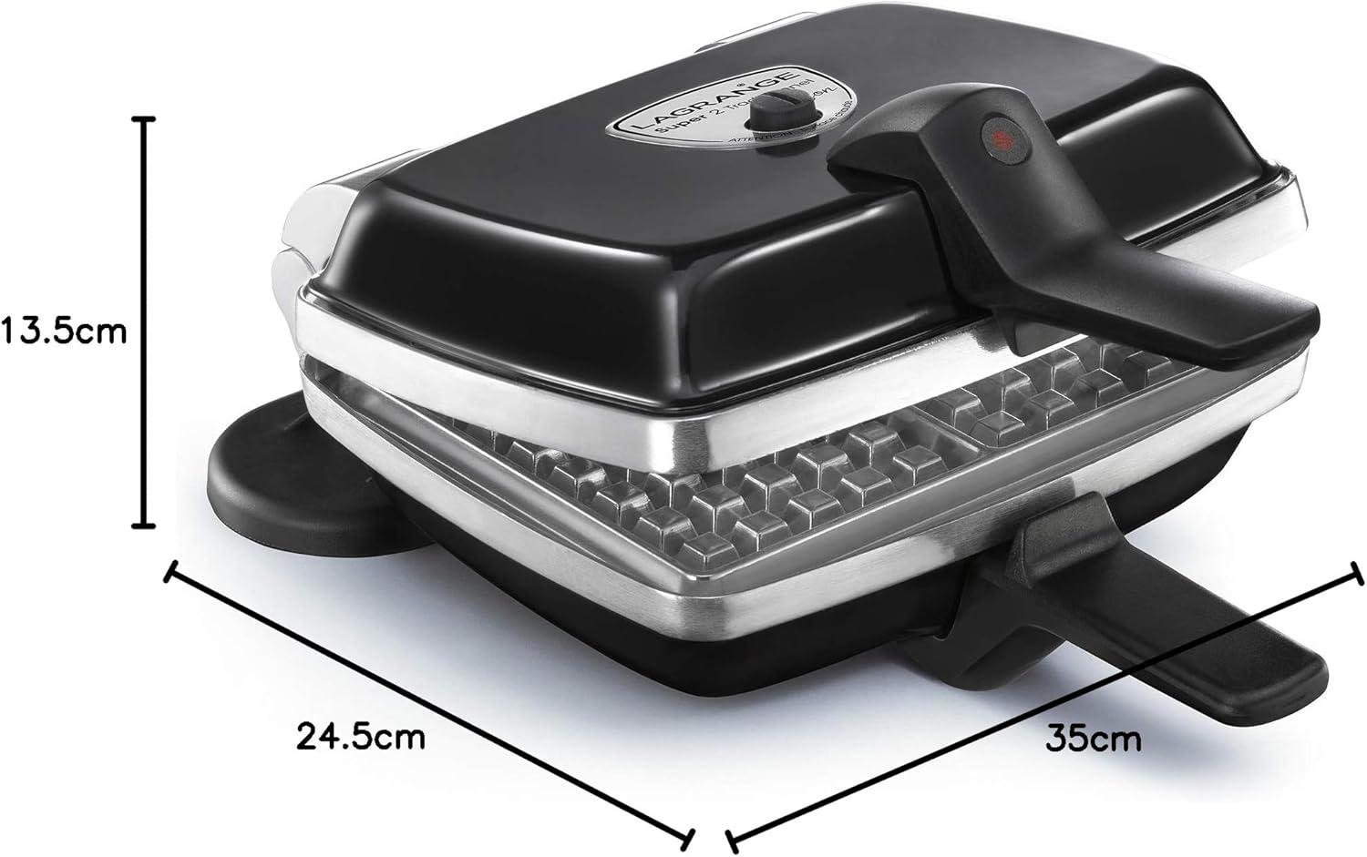 image:imageLAGRANGE Gaufrier Super2 Traditionnel 1000W 1 jeu de plaques inclus Gaufre Fabriqu en France Rversible sur son socle Plaques amovibles Multifonction 039121Noir