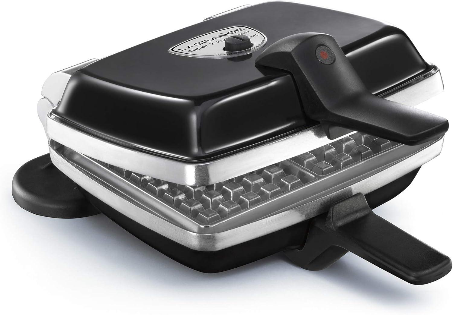 image:imageLAGRANGE Gaufrier Super2 Traditionnel 1000W 1 jeu de plaques inclus Gaufre Fabriqu en France Rversible sur son socle Plaques amovibles Multifonction 039121Noir