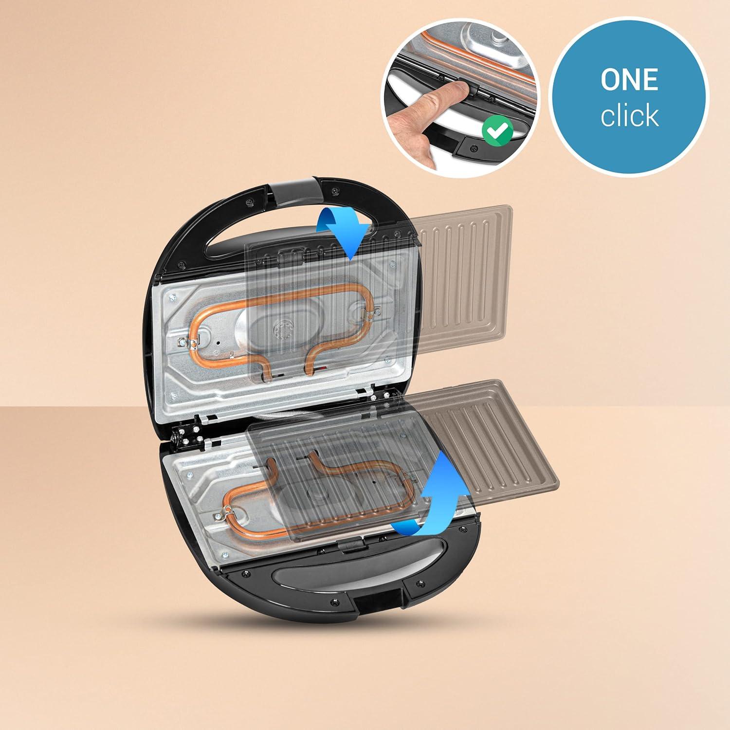 image:imageLehmann Sandwichmaker 5 en 1 avec diffrentes formes Gaufrier grill contact panini sandwich gteaux sucrs Comprend 5 ensembles de plaques antiadhsives 800 W