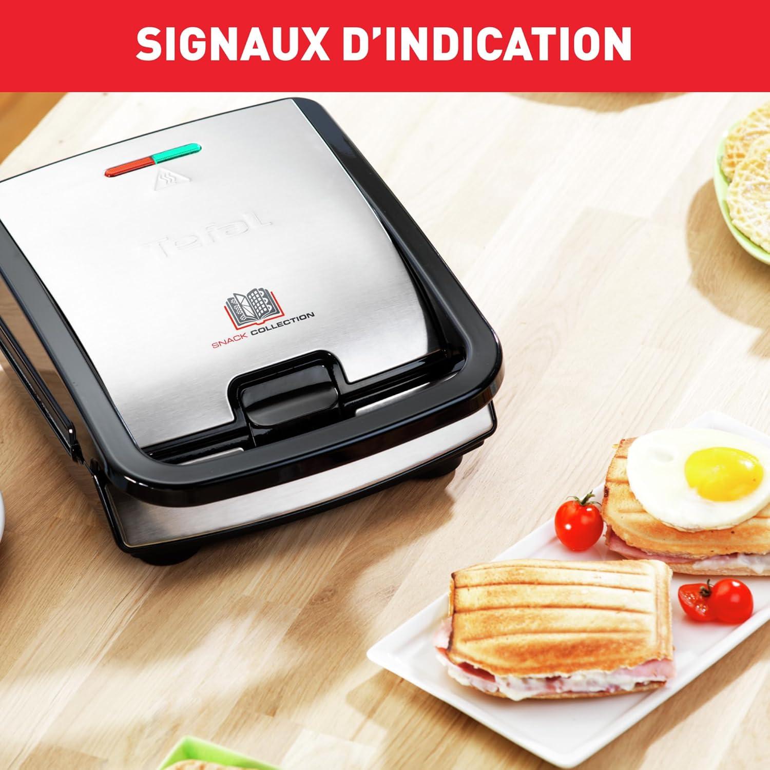 image:imageTefal Croque gaufres et sandwiches 2 jeux de plaques inclus Rangement facile Nettoyage facile Indicateur de chauffe revtement antiadhsif Snack Collection SW853D121510002257