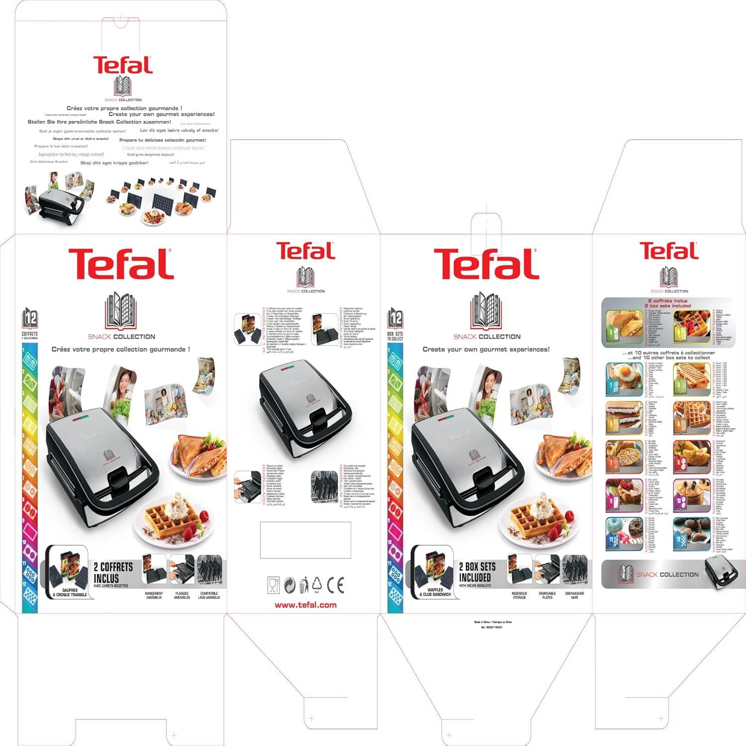 image:imageTefal Croque gaufres et sandwiches 2 jeux de plaques inclus Rangement facile Nettoyage facile Indicateur de chauffe revtement antiadhsif Snack Collection SW853D121510002257
