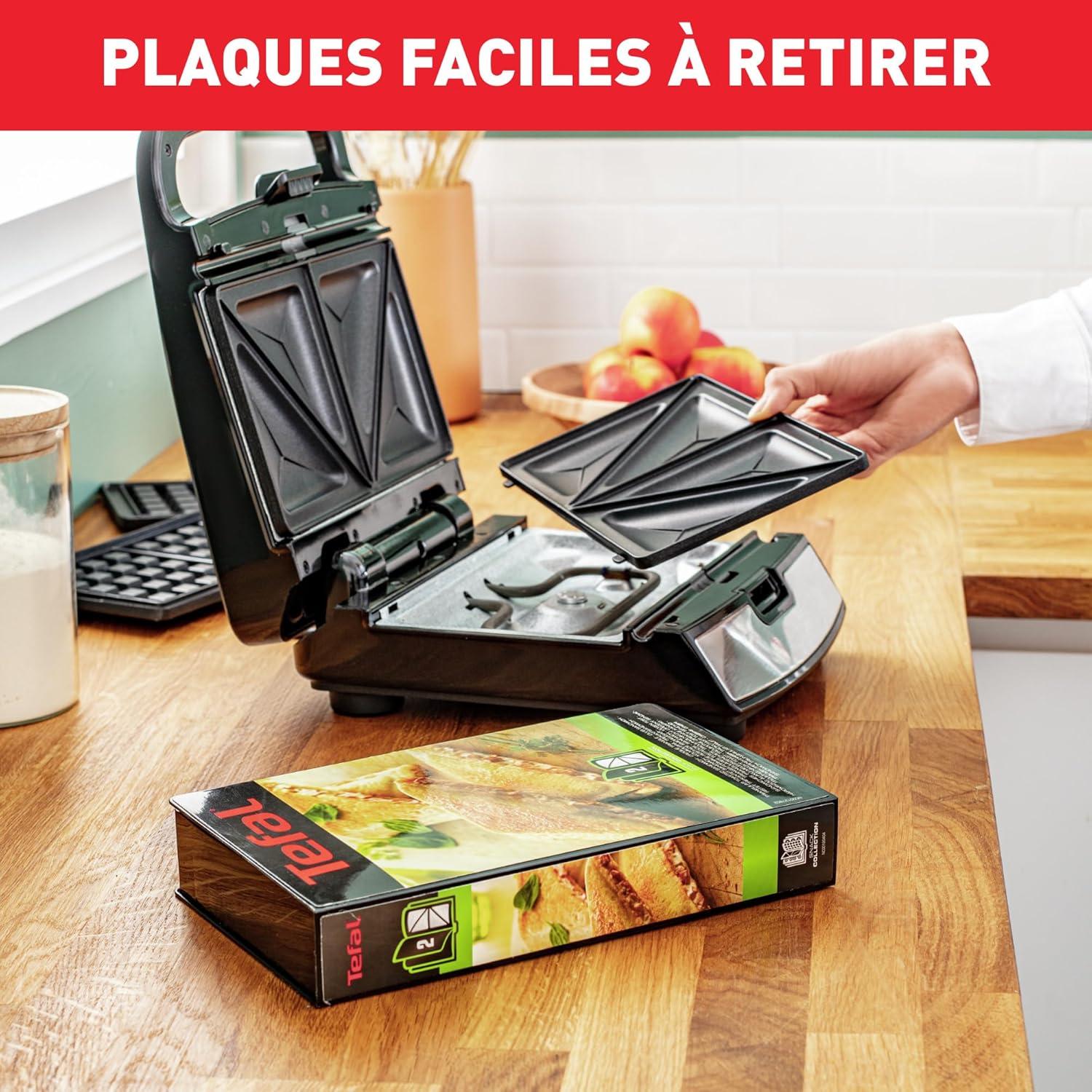 image:imageTefal Croque gaufres et sandwiches 2 jeux de plaques inclus Rangement facile Nettoyage facile Indicateur de chauffe revtement antiadhsif Snack Collection SW853D121510002257