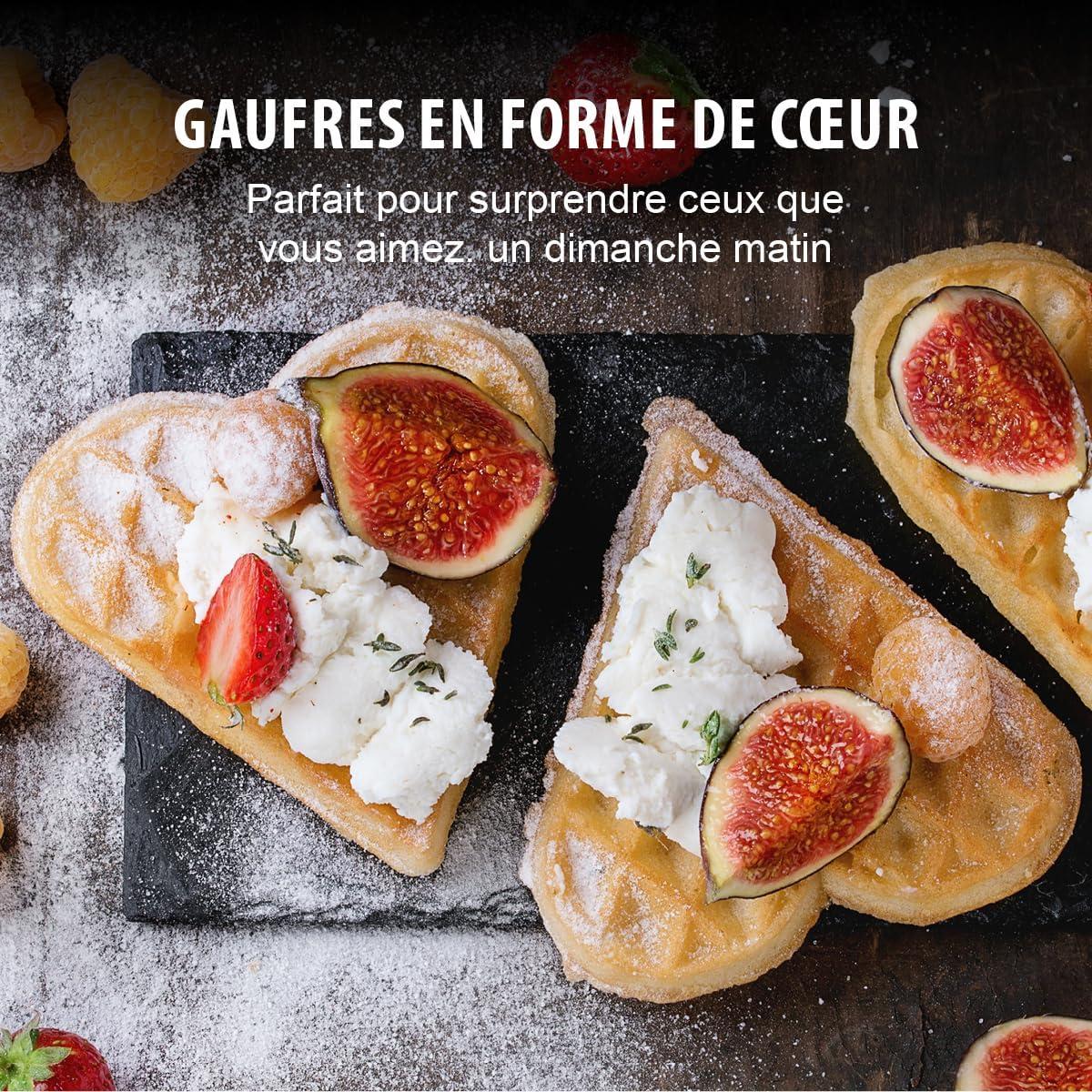 image:imagealpina Gaufrier Forme Coeur Revtement Antiadhsif 5 Gaufres 1000 W Noir