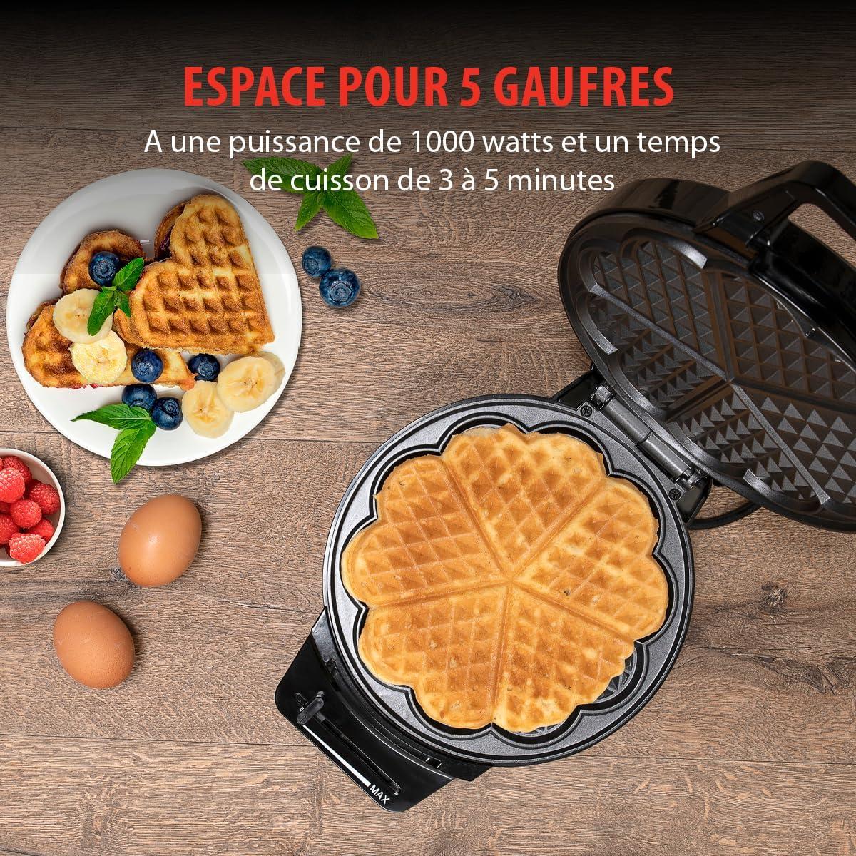 image:imagealpina Gaufrier Forme Coeur Revtement Antiadhsif 5 Gaufres 1000 W Noir