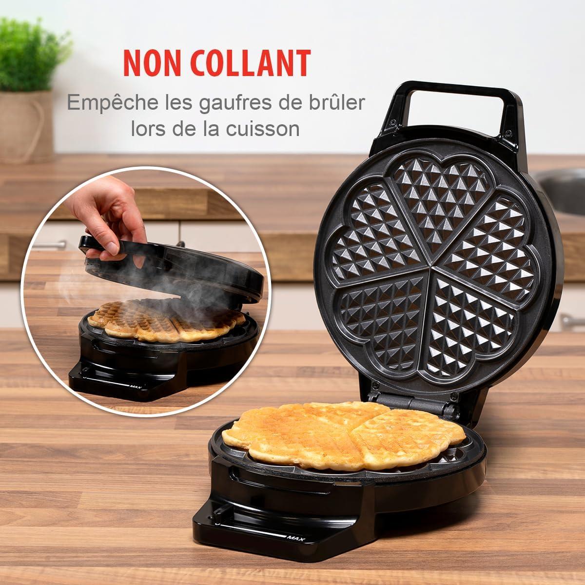 image:imagealpina Gaufrier Forme Coeur Revtement Antiadhsif 5 Gaufres 1000 W Noir