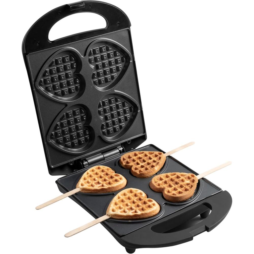image:imageBestron Gaufrier pour de petites gaufres en forme de cur piques sur btonnet Design rtro Sweet Dreams 780 W RoseNoir