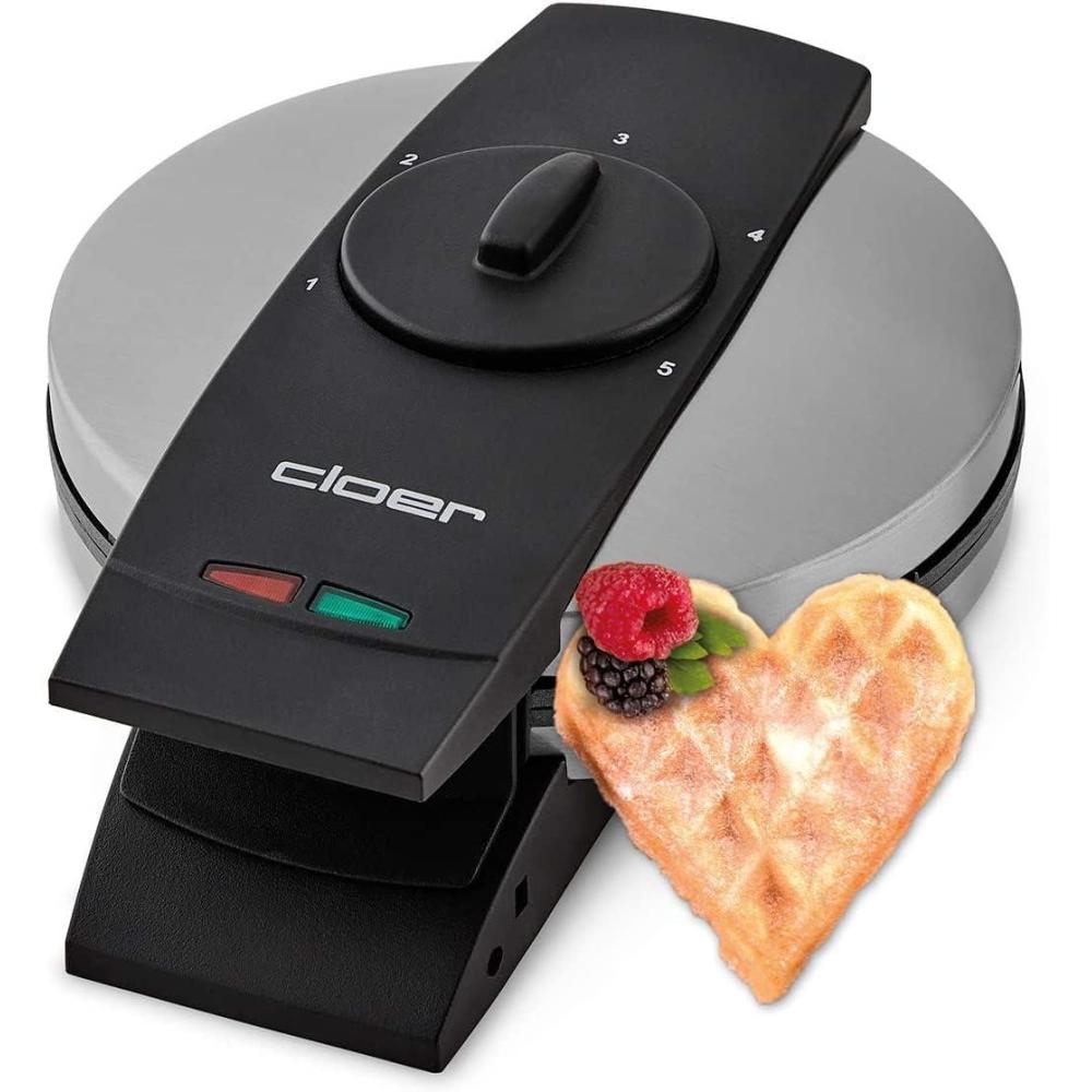 image:imageCloer 1639SR Gaufrier taille de gaufre 155 cm double revtement antiadhsif rsistant au sucre lumire de cuisson 930 W botier en acier inoxydable de haute qualit