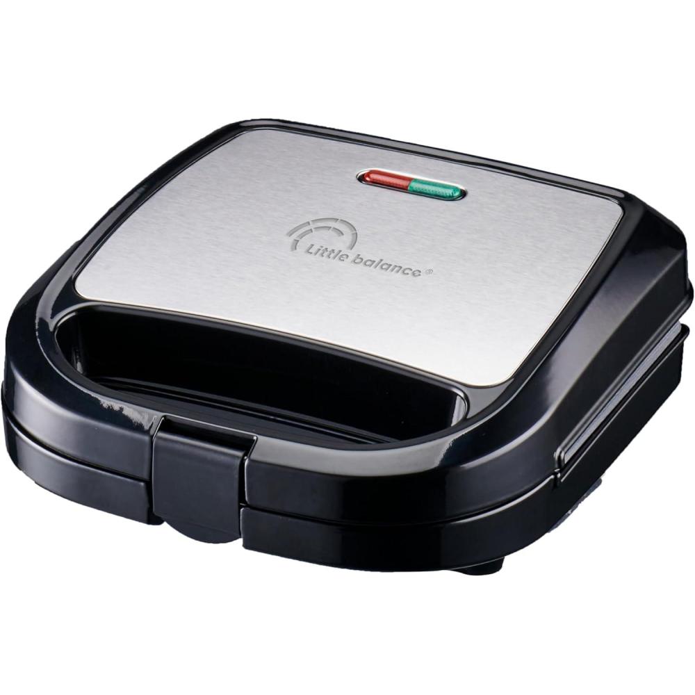 image:imageLITTLE BALANCE 8820 Happy Gaufres Gaufrier lectrique Plaques anti adhsives Sans PFAS Pour des gaufres gourmandes grands trous Poigne froide 750 W Noir