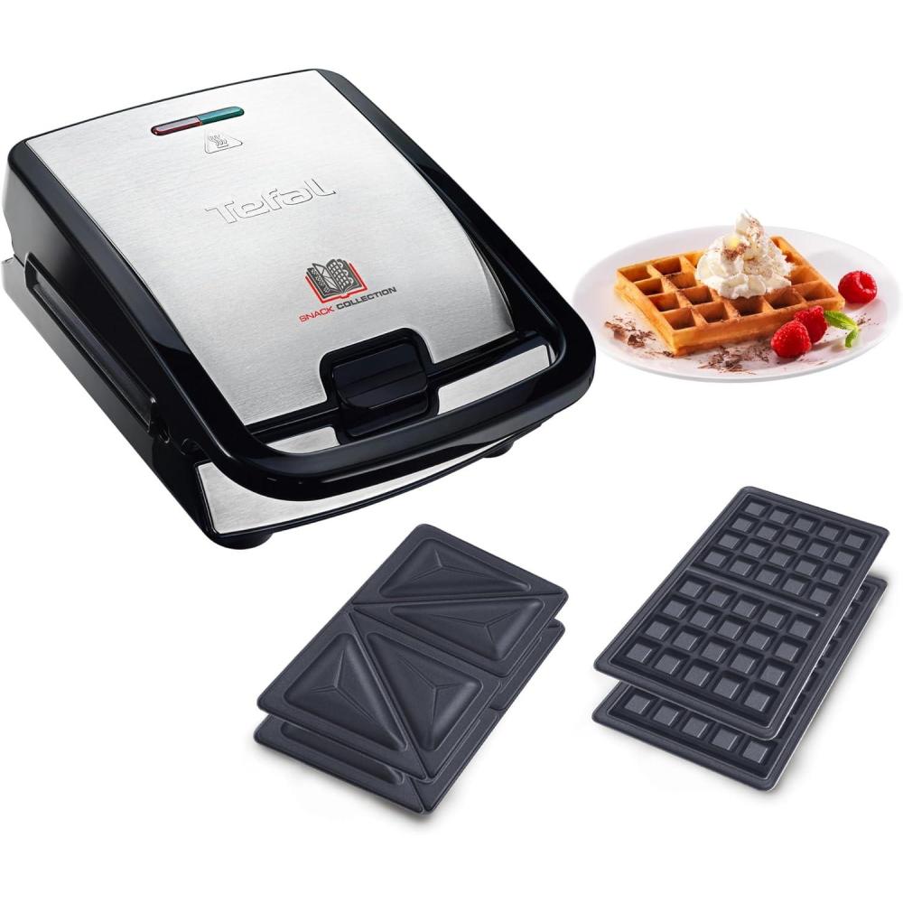 image:imageTefal Croque gaufres et sandwiches 2 jeux de plaques inclus Rangement facile Nettoyage facile Indicateur de chauffe revtement antiadhsif Snack Collection SW853D121510002257