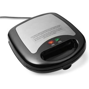 Amazon Basics Gaufrier pour Gaufres Belges avec Plaque Antiadhésive Ronde en Céramique de 20cm, Contrôle de la Dorure, Noir(Appareil à Croque-Monsieur Gaufrier 3 en 1)