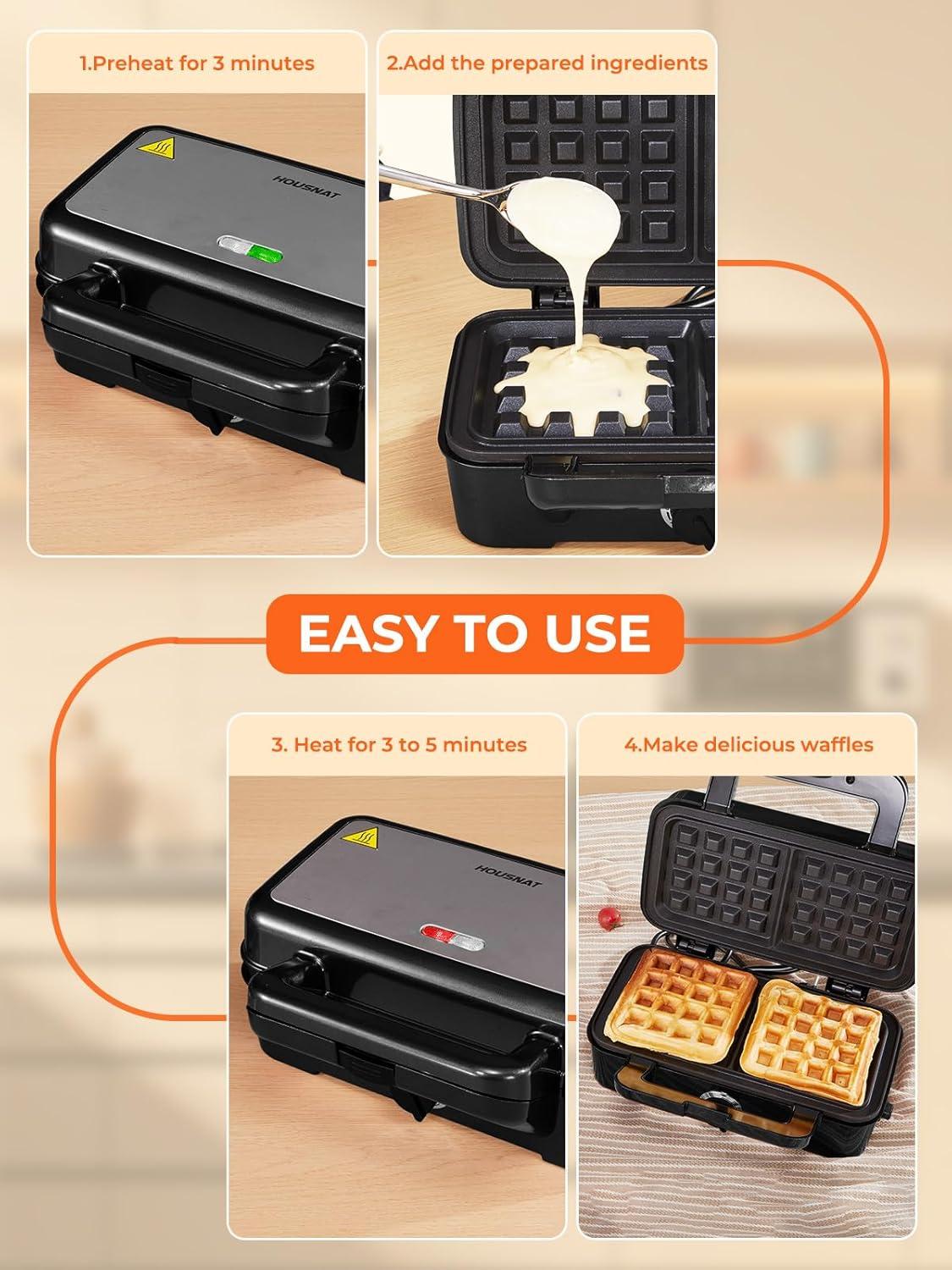 image:imageCroque Monsieur 3 en 1 Gauffrier Multifonctions 1200W Contrle de Temprature 5 Vitesses Machine Panini avec Plaque Antiadhsive et Amovible Chauffe Rapide Rangement Vertical NoirNoir