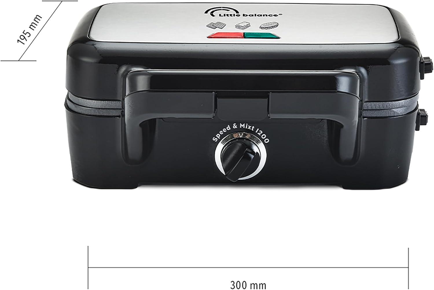 image:imageLITTLE BALANCE 8368 Speedn Mixt 1200 Gaufrier Grill 2 en 1 1 plaque Gaufres 1 plaque Gril interchangeables 1200 W Inox Noir
