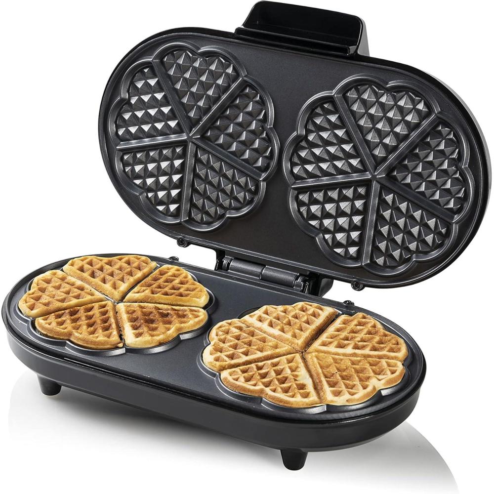 image:imageBestron Gaufrier double pour gaufres classiques en forme de cur Gaufrier avec revtement antiadhsif Sweet Dreams collection Couleur Noir MatCuivre