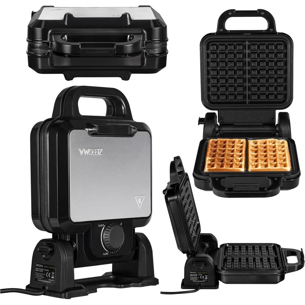 image:imageZEEGMA GOFREE CHEF Gaufrier Haute Puissance 1200 W pour Gaufres Belges Double Revtement Antiadhsif Contrle de la Temprature Indicateur de Cuisson Gaufres paisses Grille Profonde CHEF PROCHEF PRO